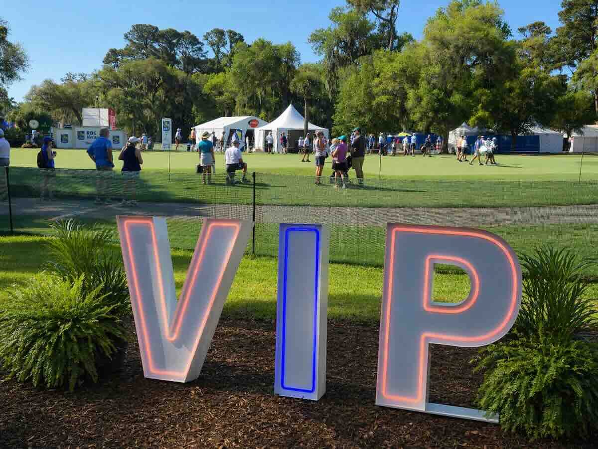 VIP sign at outdoor golf tournament event