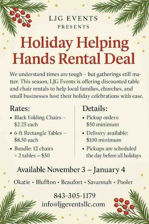 LJG Events offers holiday table and chair rental